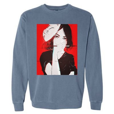 Anime Aesthetic Girl Japanese Gothic Waifu Garment-Dyed Sweatshirt