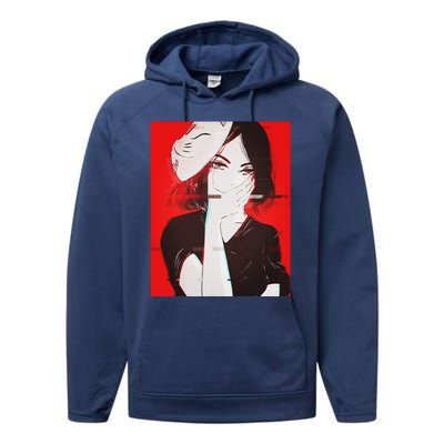 Anime Aesthetic Girl Japanese Gothic Waifu Performance Fleece Hoodie