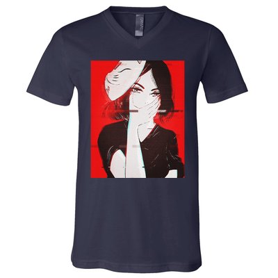 Anime Aesthetic Girl Japanese Gothic Waifu V-Neck T-Shirt