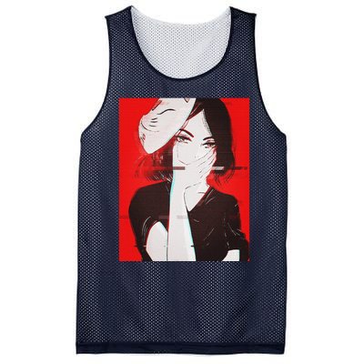 Anime Aesthetic Girl Japanese Gothic Waifu Mesh Reversible Basketball Jersey Tank