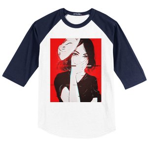 Anime Aesthetic Girl Japanese Gothic Waifu Baseball Sleeve Shirt