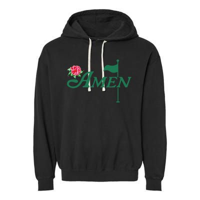 Amen Azalea Golf Masters Floral Golfing Enthusiast Design Garment-Dyed Fleece Hoodie