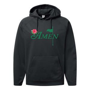 Amen Azalea Golf Masters Floral Golfing Enthusiast Design Performance Fleece Hoodie