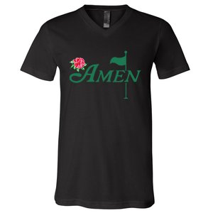 Amen Azalea Golf Masters Floral Golfing Enthusiast Design V-Neck T-Shirt