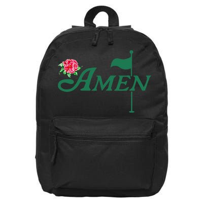 Amen Azalea Golf Masters Floral Golfing Enthusiast Design 16 in Basic Backpack