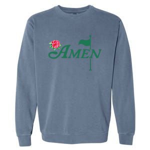 Amen Azalea Golf Masters Floral Golfing Enthusiast Design Garment-Dyed Sweatshirt