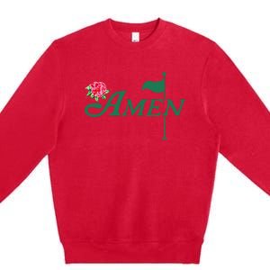 Amen Azalea Golf Masters Floral Golfing Enthusiast Design Premium Crewneck Sweatshirt