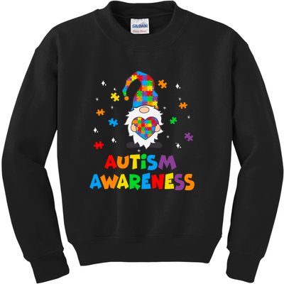 Autism Awareness Gnomes Heart Puzzle Gift Kids Sweatshirt