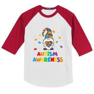 Autism Awareness Gnomes Heart Puzzle Gift Kids Colorblock Raglan Jersey