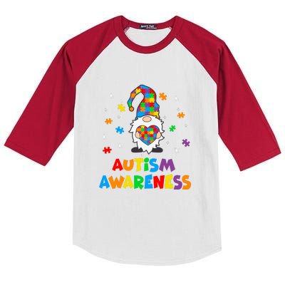 Autism Awareness Gnomes Heart Puzzle Gift Kids Colorblock Raglan Jersey