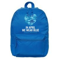 Autism Awareness Gift In April We Wear Blue Autism Gift 16 in Basic Backpack