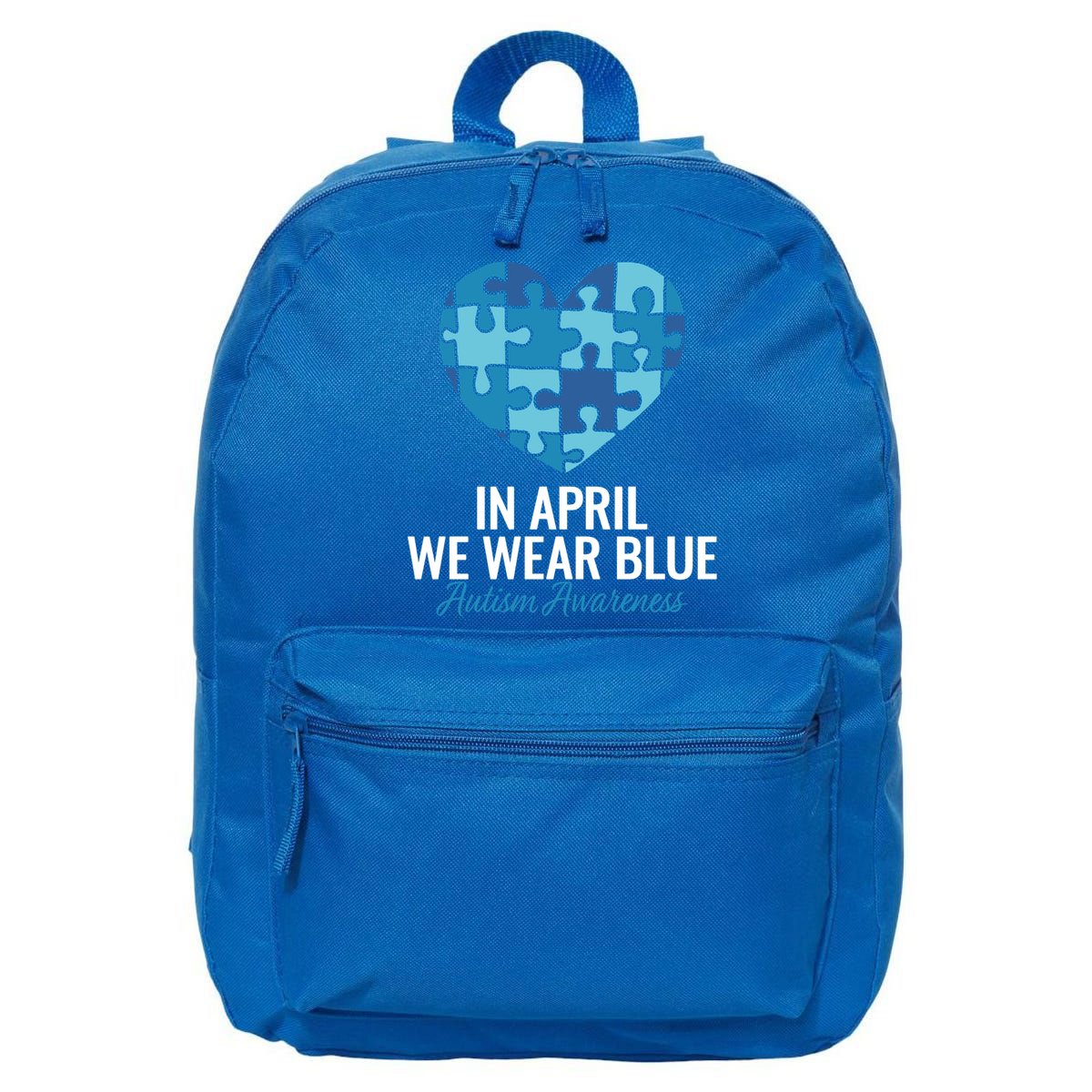 Autism Awareness Gift In April We Wear Blue Autism Gift 16 in Basic Backpack