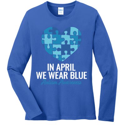 Autism Awareness Gift In April We Wear Blue Autism Gift Ladies Long Sleeve Shirt
