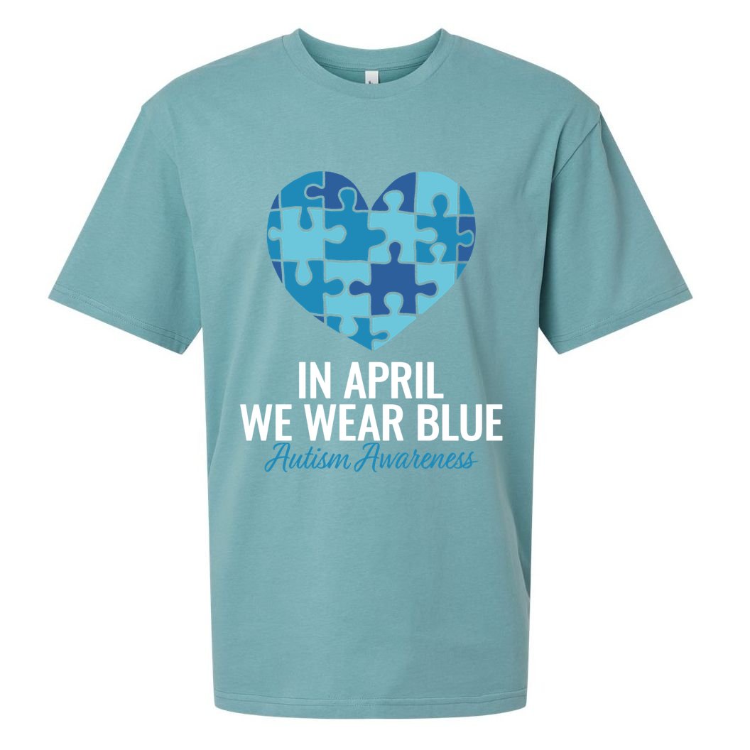 Autism Awareness Gift In April We Wear Blue Autism Gift Sueded Cloud Jersey T-Shirt