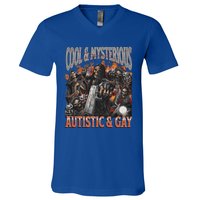 Autistic And Gay Funny Hard Skeleton V-Neck T-Shirt