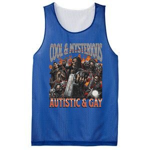 Autistic And Gay Funny Hard Skeleton Mesh Reversible Basketball Jersey Tank