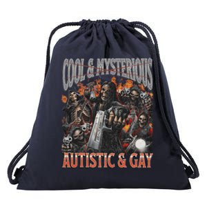 Autistic And Gay Funny Hard Skeleton Drawstring Bag