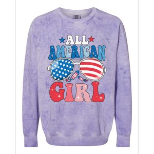 All American Girl Sunglasses 4th Of July Family Matching Colorblast Crewneck Sweatshirt