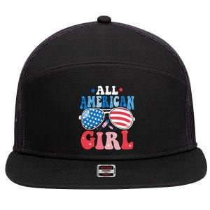 All American Girl Sunglasses 4th Of July Family Matching 7 Panel Mesh Trucker Snapback Hat