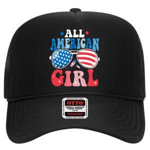 All American Girl Sunglasses 4th Of July Family Matching High Crown Mesh Back Trucker Hat