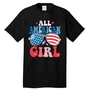 All American Girl Sunglasses 4th Of July Family Matching Tall T-Shirt