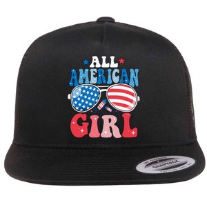 All American Girl Sunglasses 4th Of July Family Matching Flat Bill Trucker Hat