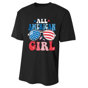 All American Girl Sunglasses 4th Of July Family Matching Performance Sprint T-Shirt