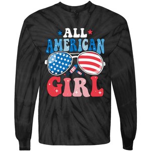 All American Girl Sunglasses 4th Of July Family Matching Tie-Dye Long Sleeve Shirt