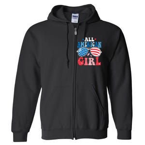 All American Girl Sunglasses 4th Of July Family Matching Full Zip Hoodie