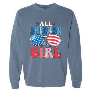 All American Girl Sunglasses 4th Of July Family Matching Garment-Dyed Sweatshirt