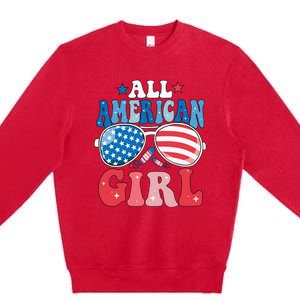 All American Girl Sunglasses 4th Of July Family Matching Premium Crewneck Sweatshirt