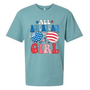 All American Girl Sunglasses 4th Of July Family Matching Sueded Cloud Jersey T-Shirt