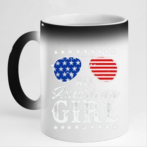 All American Girl 4th Of July Family Matching Sunglasses 11oz Black Color Changing Mug