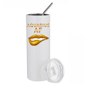 Aquarius Af Gold Sexy Lip Birthday Great Gift Stainless Steel Tumbler