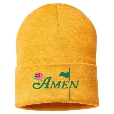 Amen Azalea Golf Masters Floral Golfing Enthusiast Sustainable Knit Beanie