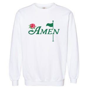 Amen Azalea Golf Masters Floral Golfing Enthusiast Garment-Dyed Sweatshirt