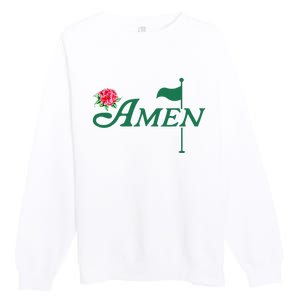 Amen Azalea Golf Masters Floral Golfing Enthusiast Premium Crewneck Sweatshirt