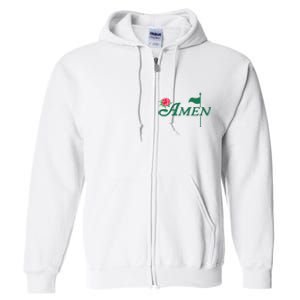 Amen Azalea Golf Masters Floral Golfing Enthusiast Full Zip Hoodie