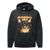 Autistic And Gay Skeleton Funny Performance Fleece Hoodie