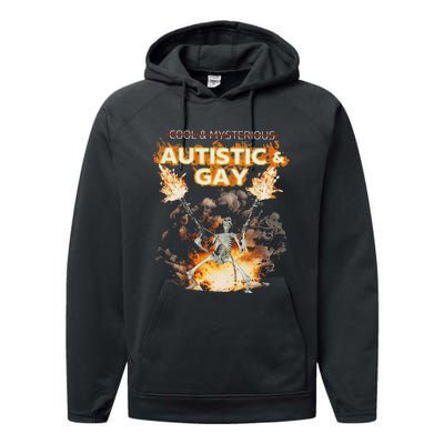 Autistic And Gay Skeleton Funny Performance Fleece Hoodie