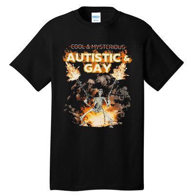 Autistic And Gay Skeleton Funny Tall T-Shirt