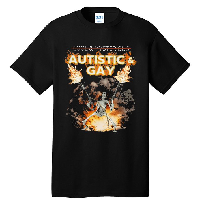 Autistic And Gay Skeleton Funny Tall T-Shirt