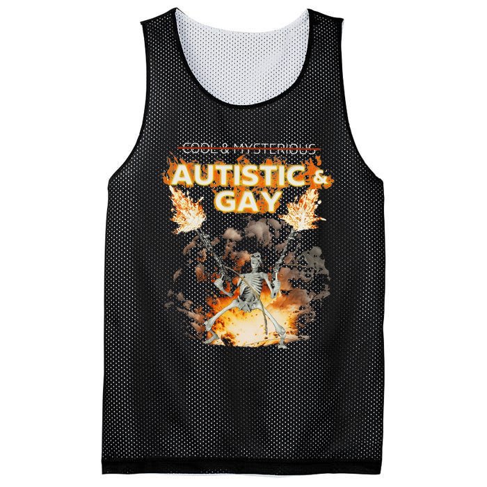 Autistic And Gay Skeleton Funny Mesh Reversible Basketball Jersey Tank