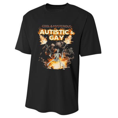 Autistic And Gay Skeleton Funny Performance Sprint T-Shirt