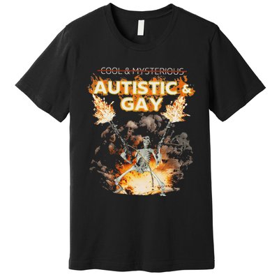 Autistic And Gay Skeleton Funny Premium T-Shirt