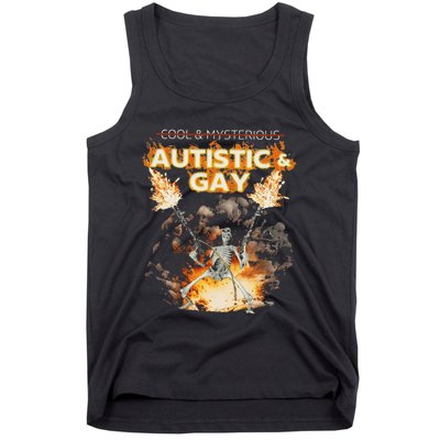 Autistic And Gay Skeleton Funny Tank Top