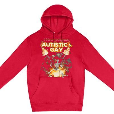 Autistic And Gay Skeleton Funny Premium Pullover Hoodie