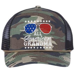 All American Grandma 4th Of July Family Matching Sunglasses Mothers Day Retro Rope Trucker Hat Cap