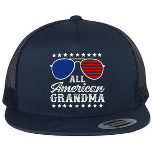 All American Grandma 4th Of July Family Matching Sunglasses Mothers Day Flat Bill Trucker Hat