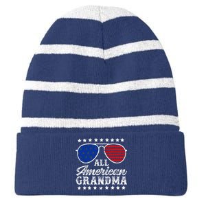 All American Grandma 4th Of July Family Matching Sunglasses Mothers Day Striped Beanie with Solid Band